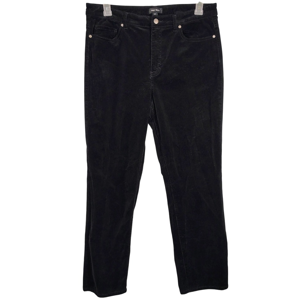 Well Worn Womens SZ 14 Corduroy‎ Pants Black Cotton Blend Dark Academia Classic